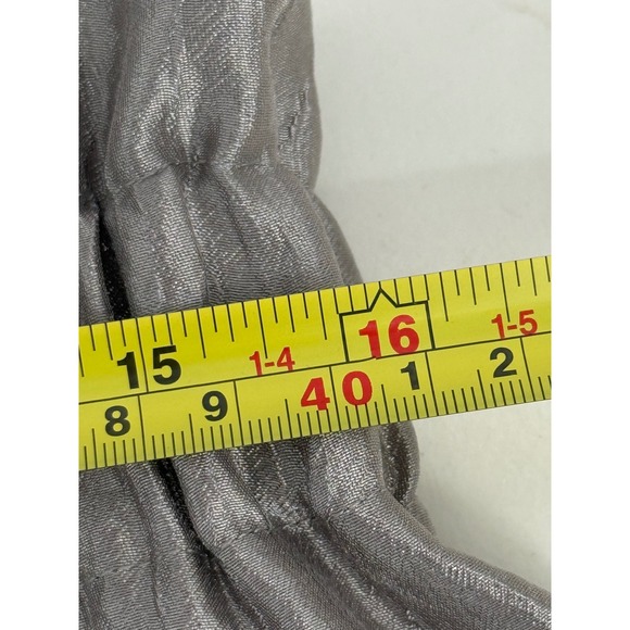 HM Women Metallic Silver Paperbag Waist Mini Skirt Textured Sz 14 New - Picture 6 of 10